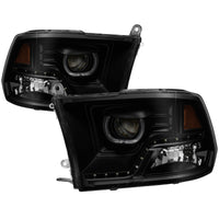 Thumbnail for xTune Dodge Ram 2009-2014 Halo LED Projector Headlights - Black Smoke PRO-JH-DR09-CFB-BSM