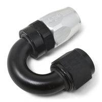 Thumbnail for Russell Performance -8 AN Black/Silver 180 Degree Tight Radius Full Flow Swivel Hose End