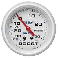 Thumbnail for Autometer Marine White Gauge 2-5/8in Mechanical Vacuum/Boost Gauge 30INHG-30PSI