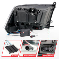 Thumbnail for ANZO 09-18 Dodge Ram 1500/2500/3500 Full LED Proj Headlights w/Switchback Light Bar - Black