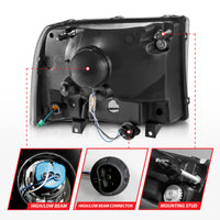 Thumbnail for ANZO 99-04 Ford F250/F350/F450/Excursion (excl. 99) Crystal Headlights - w/ Light Bar Black Housing