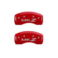 Thumbnail for MGP 4 Caliper Covers Engraved Front Lincoln Engraved Rear MKZ Red finish silver ch