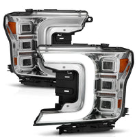 Thumbnail for Anzo 18-20 Ford F-150 Full Led Projector Light Bar Style Headlights - Chrome Amber