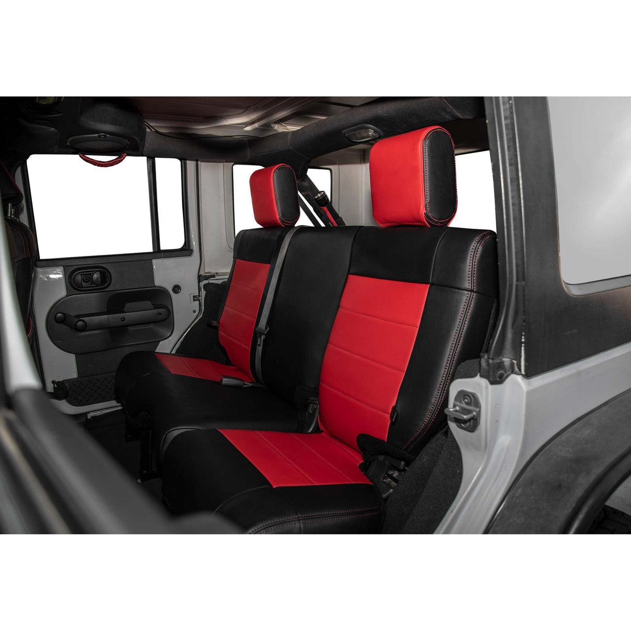 PRP 08-10 Jeep Wrangler JKU Rear Seat Cover/4 door - Black/Red