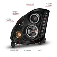 Thumbnail for ANZO 2003-2007 Infiniti G35 Projector Headlights w/ Halo Black (CCFL) (HID Compatible)