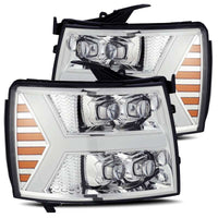 Thumbnail for AlphaRex 07-13 Chevy 1500HD NOVA LED Proj Headlights Plank Style Chrm w/Activ Light/Seq Signal