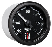 Thumbnail for Autometer Stack 52mm -1 to +2 Bar (Incl T-Fitting) Pro Stepper Motor Boost Pressure Gauge - Black