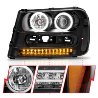 Thumbnail for ANZO 2002-2009 Chevrolet Trailblazer Projector Headlights w/ Halo Black