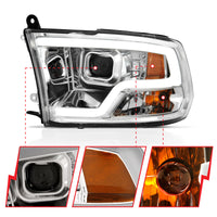 Thumbnail for ANZO 09-18 Dodge Ram 1500 Plank Style Projector Headlights Chrome w/ Halo