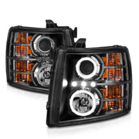 Thumbnail for ANZO 2007-2013 Chevrolet Silverado 1500 Projector Headlights w/ Halo Black