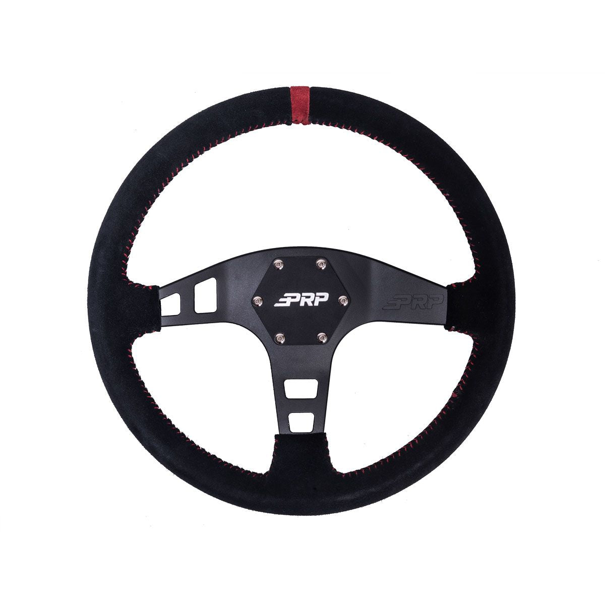 PRP Flat Suede Steering Wheel- Red