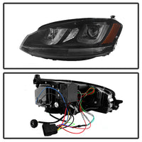 Thumbnail for Spyder Volkswagen Golf VII 14-16 Projector Headlights DRL LED Blk Stripe Blk PRO-YD-VG15-BLK-DRL-BK