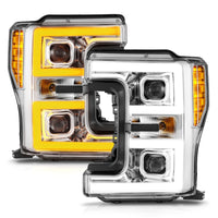 Thumbnail for ANZO 17-19 Ford F-250/350/450 SD (w/o Factory LED HL) LED Proj Headlights w/Light Bar Switchback Chr