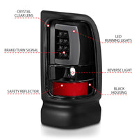 Thumbnail for ANZO 1994-2001 Dodge Ram 1500 LED Taillights Plank Style Black w/Clear Lens