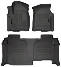 Thumbnail for Husky Liners 19-23 GMC Sierra 1500 Double Cab Weatherbeater Black Front & 2nd Seat Floor Liners