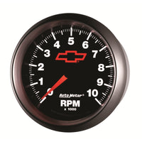 Thumbnail for AutoMeter Gauge Tachometer 3-3/8in. 10K RPM In-Dash Chevy Red Bowtie Black