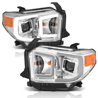 Thumbnail for ANZO 14-17 Toyota Tundra Plank Style Projector Headlights Chrome w/ Amber