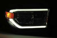 Thumbnail for AlphaRex 07-13 Toyota Tundra (w/Lvl Adj) NOVA LED Proj Headlights Plank Alpha Blk w/Seq Signal/RDL