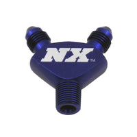 Thumbnail for Nitrous Express 1/8NPT x 3AN x 3AN Billet Pure-Flo Y Fitting - Blue