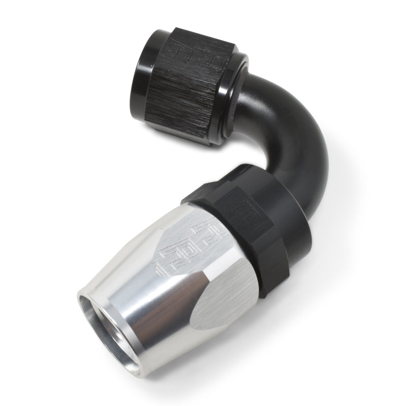 Russell Performance -10 AN Black/Silver 120 Degree Tight Radius Full Flow Swivel Hose End