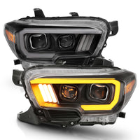 Thumbnail for ANZO 2016-2017 Toyota Tacoma Projector Headlights w/ Plank Style Switchback Black w/ Amber