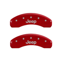 Thumbnail for MGP 4 Caliper Covers Engraved Front & Rear JEEP Red finish silver ch