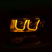 Thumbnail for ANZO 2009-2014 Ford F-150 Projector Headlights w/ U-Bar Switchback Black w/ Amber