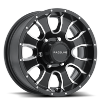Thumbnail for Raceline 860M Mamba 15x6in / 5x127 BP / 0mm Offset / 3.19mm Bore - Black & Machined Wheel
