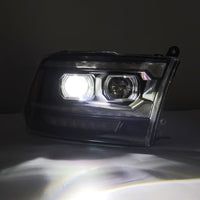 Thumbnail for AlphaRex 09-18 Dodge Ram 2500 LUXX LED Proj Headlights Plank Style Blk w/Activ Light/Seq Signal/DRL