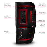 Thumbnail for ANZO 19-22 Ford Ranger Full LED Taillights w/ Lightbar Sequential Signal Black Housing/Smoke Lens