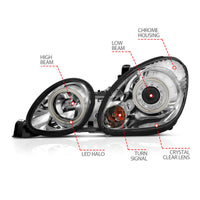 Thumbnail for ANZO 1998-2005 Lexus Gs300 Projector Headlights w/ Halo Chrome