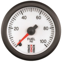 Thumbnail for Autometer Stack 52mm 0-100 PSI 1/8in NPTF Male Pro Stepper Motor Fuel Pressure Gauge - White
