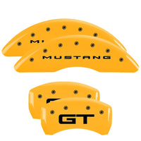 Thumbnail for MGP 4 Caliper Covers Engraved Front 2015/Mustang Engraved Rear 2015/GT Yellow finish black ch