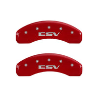 Thumbnail for MGP 4 Caliper Covers Engraved Front Escalade Engraved Rear ESV Red finish silver ch