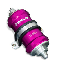 Thumbnail for Fuelab 848 In-Line Fuel Filter Standard -8AN In/Out 100 Micron Stainless w/Check Valve - Purple