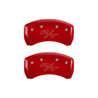 Thumbnail for MGP 4 Caliper Covers Engraved Front Cursive/Challenger Engraved Rear RT Red finish silver ch