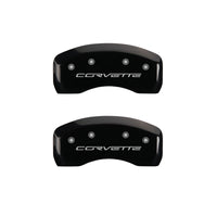 Thumbnail for MGP 4 Caliper Covers Engraved Front & Rear C6/Corvette Black finish silver ch