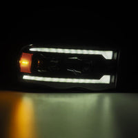 Thumbnail for AlphaRex 02-05 Dodge Ram 1500 PRO-Series Projector Headlights Plank Style Alpha Black w/Seq Signal