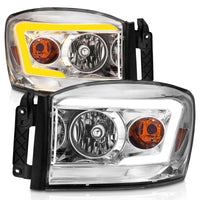 Thumbnail for Anzo 06-09 Dodge RAM 1500/2500/3500 Headlights Chrome Housing/Clear Lens (w/Switchback Light Bars)