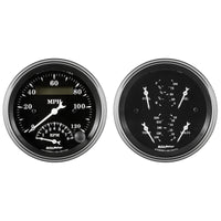Thumbnail for Auto Meter Gauge Kit 2 pc. Quad & Tach/Speedo 3 3/8in Old Tyme Black