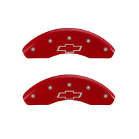 Thumbnail for MGP 4 Caliper Covers Engraved Front & Rear Bowtie Red finish silver ch