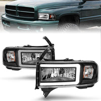 Thumbnail for ANZO 94-02 Dodge RAM Crystal Headlight - w/ Light Bar Black Housing