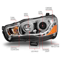 Thumbnail for ANZO 2008-2015 Mitsubishi Lancer Projector Headlights w/ Halo Chrome (CCFL)
