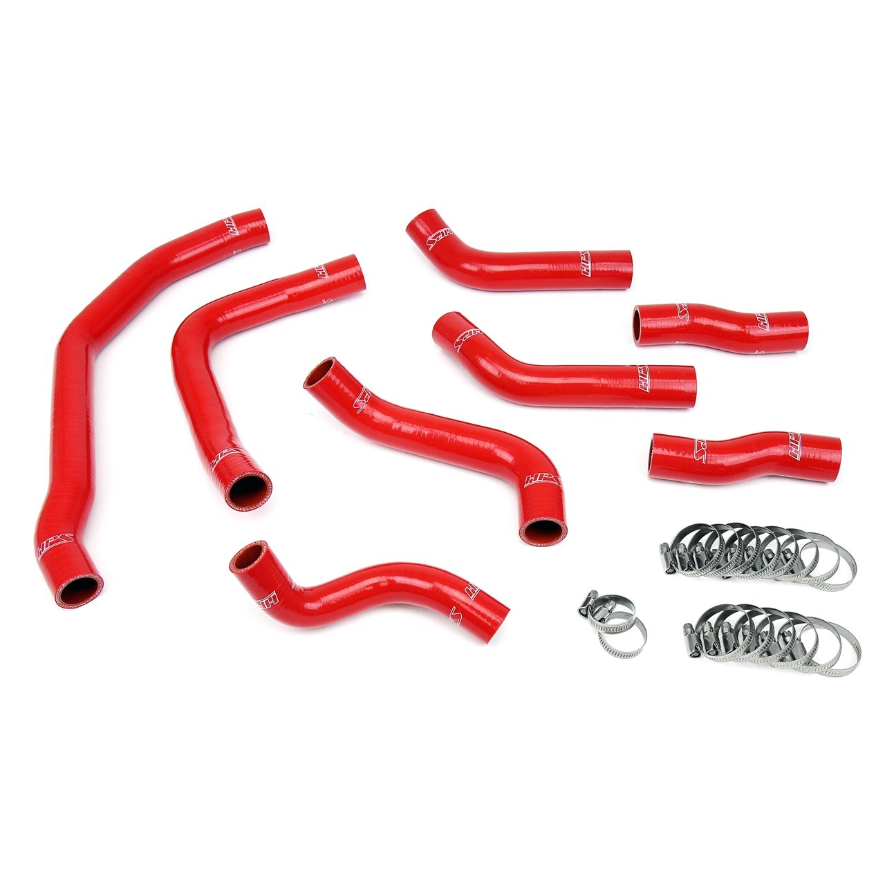 HPS Red Reinforced Silicone Coolant Hose Complete kit (8pc) for front radiator + rear engine for Toyota 90-99 MR2 3SGTE Turbo