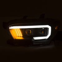 Thumbnail for ANZO 2016-2017 Toyota Tacoma Projector Headlights w/ Plank Style Design Black/Amber w/ DRL