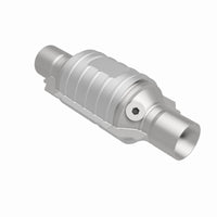 Thumbnail for MagnaFlow Conv Univ 2in In/Out Ctr/Ctr Round 9in Body L x 5.125in W x 13in Overall L Single O2 Port