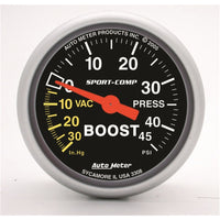 Thumbnail for Autometer Sport-Comp 52mm 45 PSI Mechanical Boost Gauge