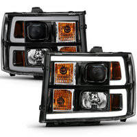 Thumbnail for ANZO 2007-2013 Gmc Sierra 1500 Projector Headlight Plank Style Black w/ Clear Lens Amber