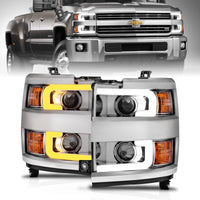 Thumbnail for ANZO Projector Headlights 15-17 Chevrolet Silverado 2500HD / 3500HD Chrome w/ Chrome Rim