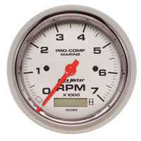 Thumbnail for Autometer Marine Chrome Ultra-Lite 3-3/8in 7K RPM w/Hourmeter Tachometer Gauge
